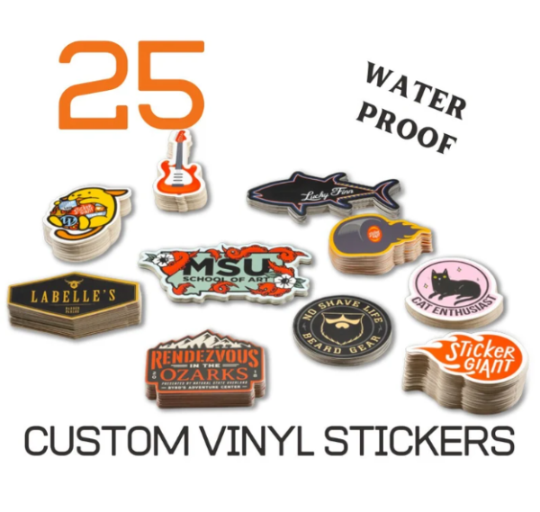 25 Custom Vinyl High Quality Waterproof Vinyl Stickers Decals