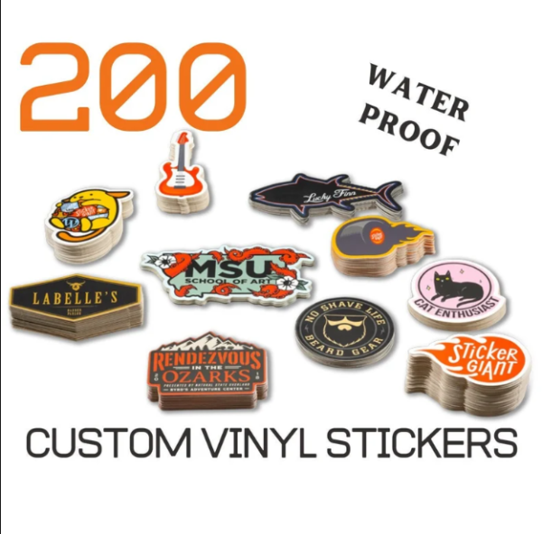 200 Custom Vinyl High Quality Waterproof Vinyl Stickers Decals